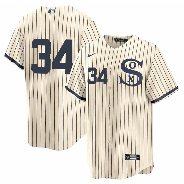 Men Chicago White Sox #34 No Name Cream stripe Dream version Game Nike 2021 MLB Jerseys